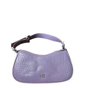 Parisa Wang New York Calf Leather Croc Lavender Charmed Baguette Handbag NWT